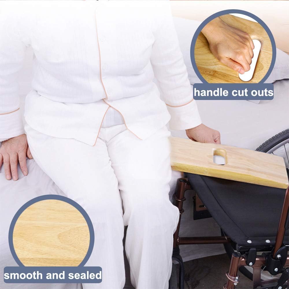 Wooden Slide Transfer Board with Handles for Seniors, 500 lb Capacity