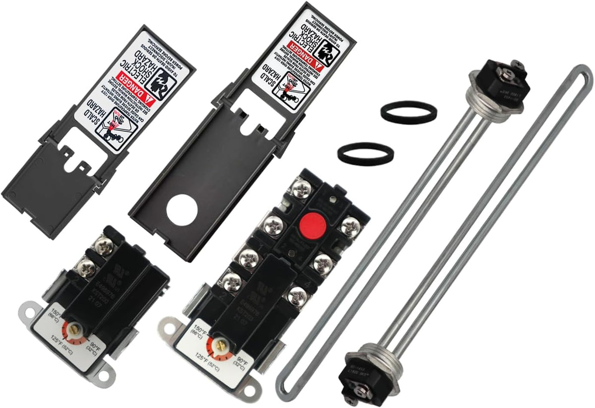 Zero EWH-02 Electric Water Heater Repair Kit with 4500W 240V Elements & TOD Thermostats, Upper/Lower, Fits Rheem, AO Smith, Richmond, Kenmore, GE