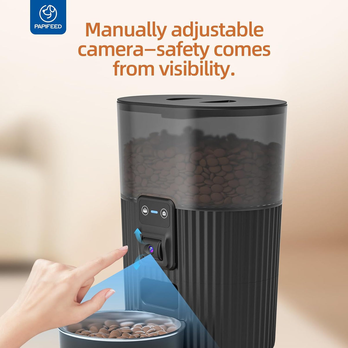 Automatic Cat Feeder with Camera, WiFi Auto Cat Feeder with App, 3L Slow-Feed Cat Food Dispenser for Dry Food, Dual