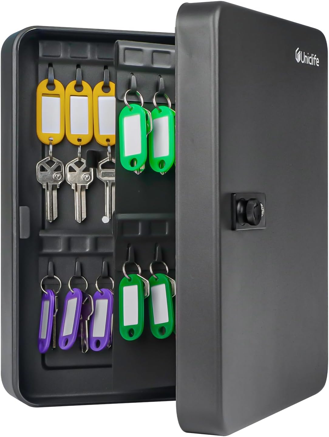 60 Position Key Cabinet with Combination Lock Resettable Black Digital Security Storage Box Steel Key Organizer with