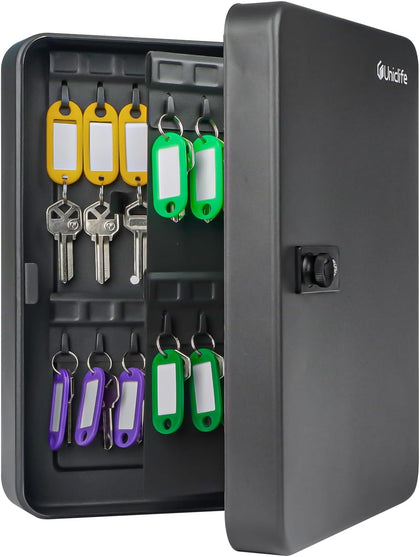 60 Position Key Cabinet with Combination Lock Resettable Black Digital Security Storage Box Steel Key Organizer with