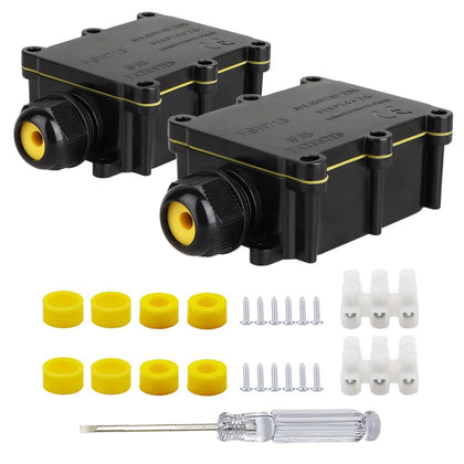 IP68 Waterproof External Junction Box, 2 Way Outdoor Junction Box | 2 Pack Underground Wiring Coaxial Cable