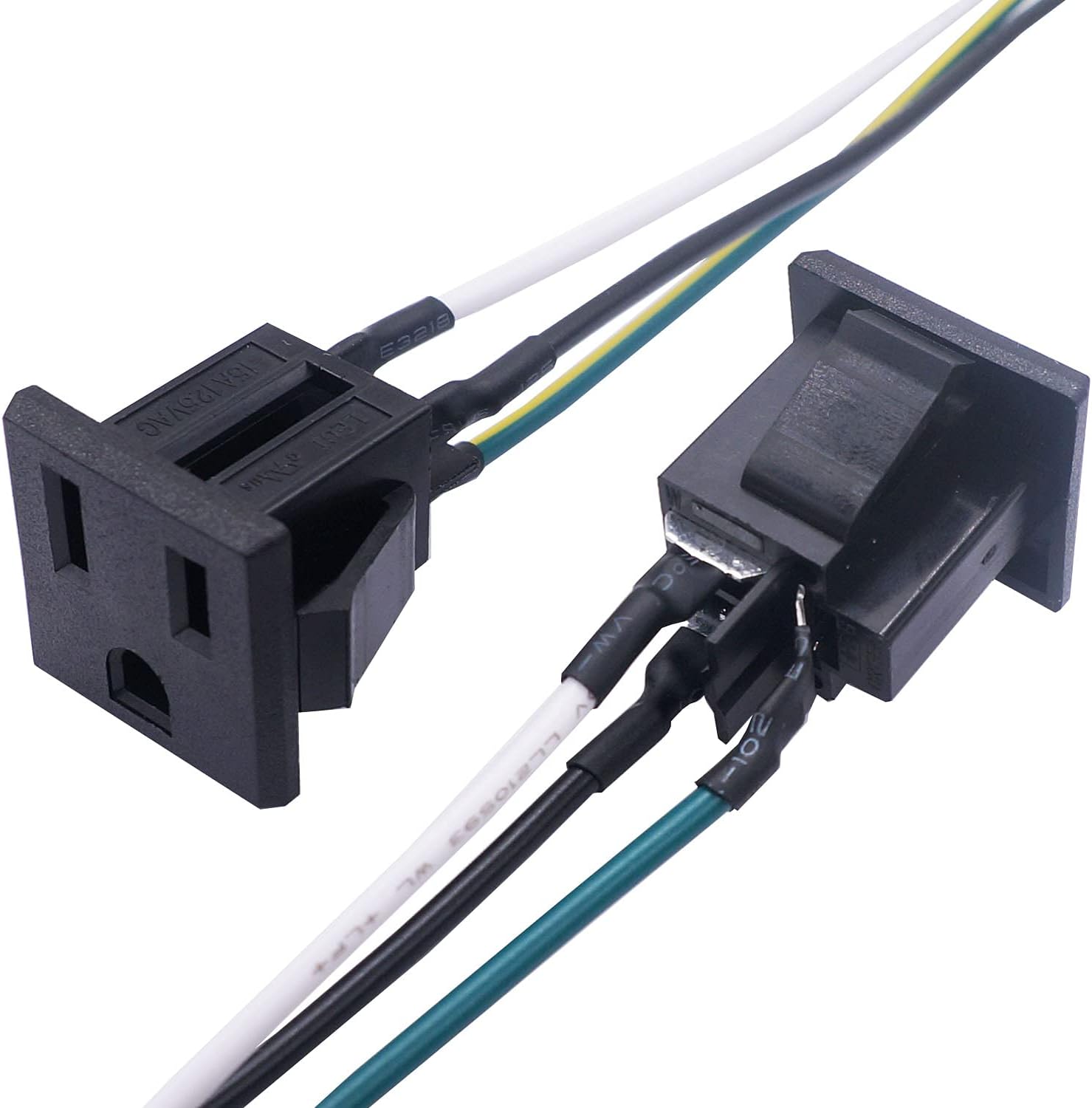 3Pcs 3 Pins US Power Socket Plug Panel 15A 125V AC Panel Mount Outlet Industrial Plug Female Connectors Adapter With