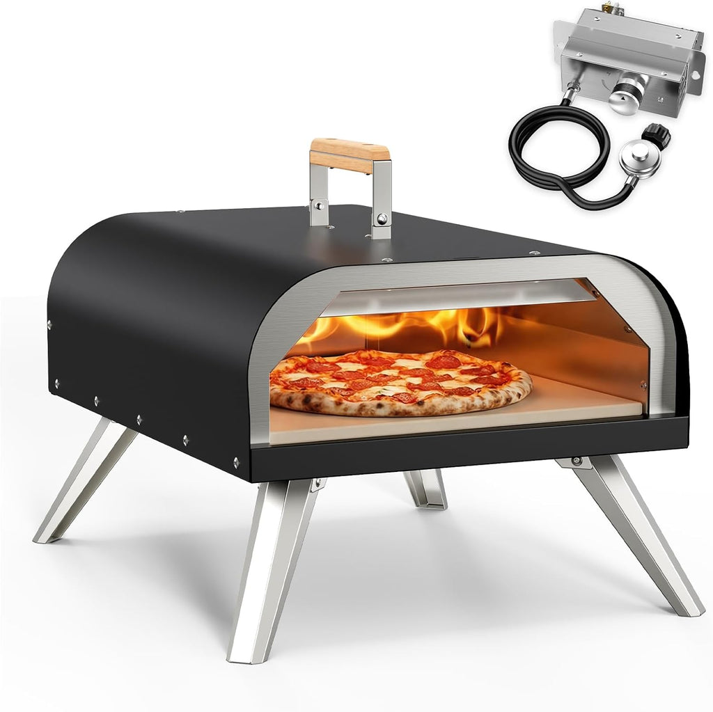 12" Multi-Fuel Outdoor Pizza Oven, Reaches 720°F, Wood and Propane