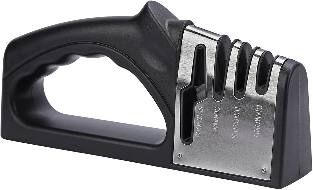 4-in-1Manual Knife Sharpener Suitable for kitchen knives, fruit knives, steel knives, scissors, and 3-level precision