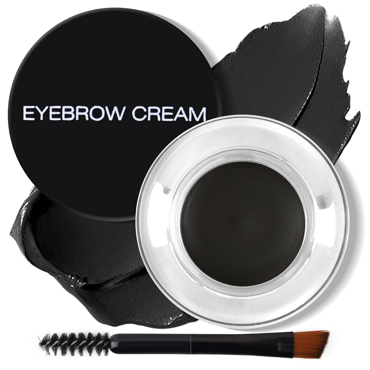 Eyebrow Pomade with Eyebrow Brush,Waterproof & Long Lasting (04# Black)
