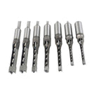 Timunr 7Pcs Square Drill Bits Tools, Round Handle Woodworking Hole