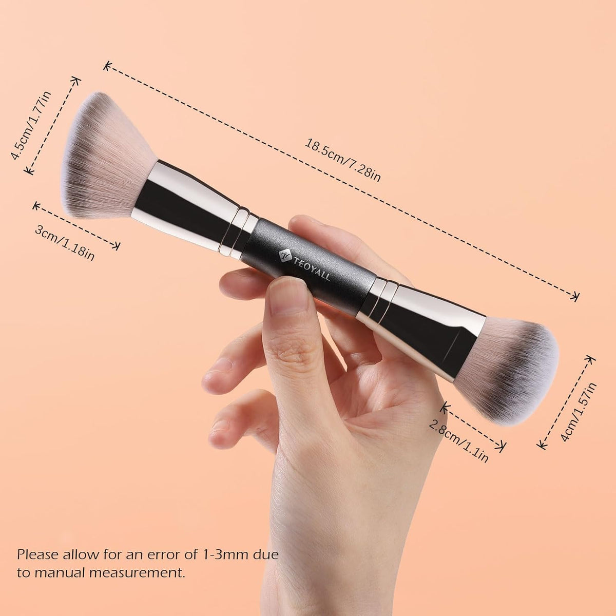 Dual-Ended Brush, Flat Angled Foundation Domed Bronzer Blush Brush