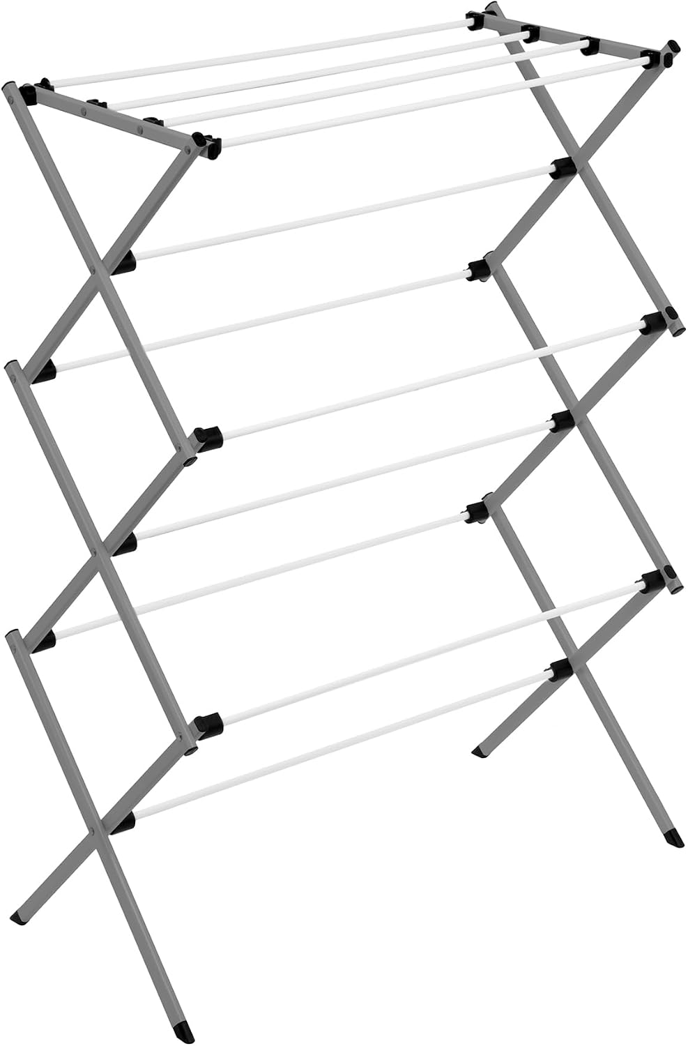 6-Tier Collapsible Steel Clothes Drying Rack, 24 ft, White | 6-tier steel rack with 24 ft of drying space folds flat