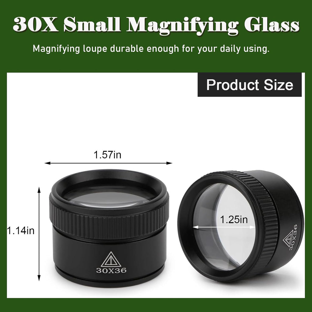 30X Portable Jewelers Loupe Pocket Handheld Magnifier | Sturdy metal, loupe handheld magnifying glass for jeweler