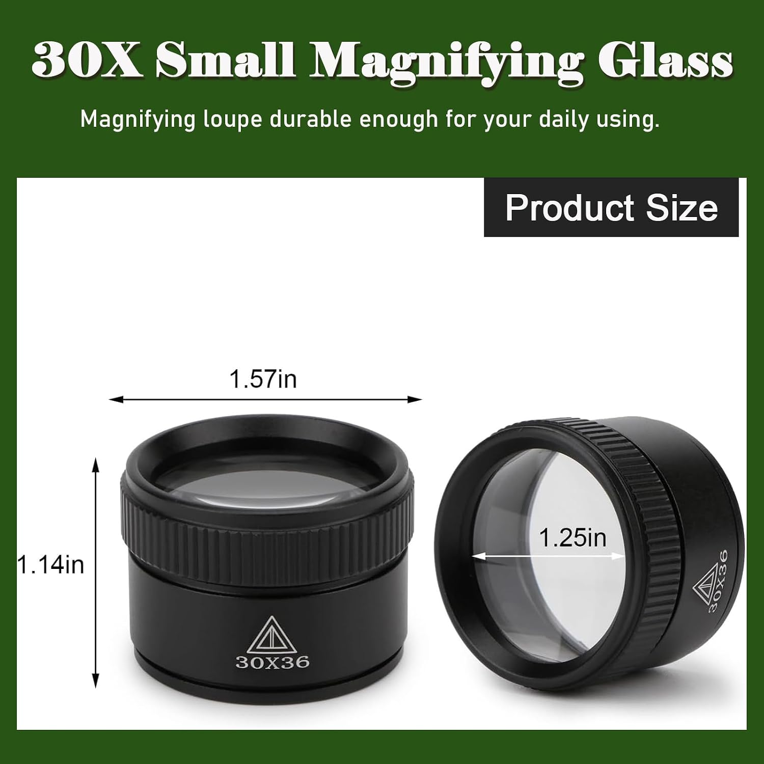 30X Portable Jewelers Loupe Pocket Handheld Magnifier | Sturdy metal, loupe handheld magnifying glass for jeweler