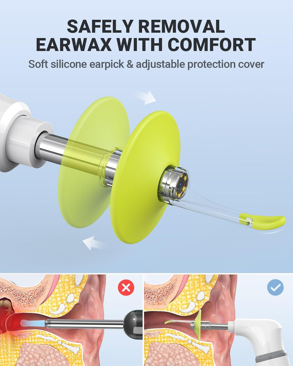 WiFi Otoscope Gyroscope, Ear Scope Camera Compatible with iPhone/Android