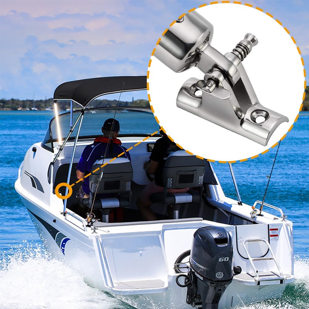 2 PCS Bimini Top Deck Hinge 90°Fitting Concave Base Hardware