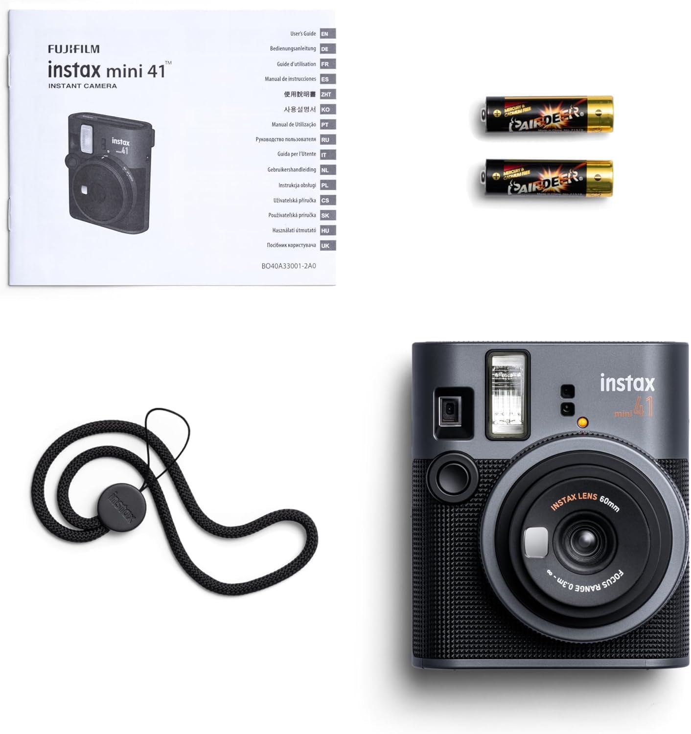 Instax Mini 41 Instant Camera Vintage Black. + Fujifilm Value Pack (40 Sheets) + Shutter Accessories Bundle, Includes