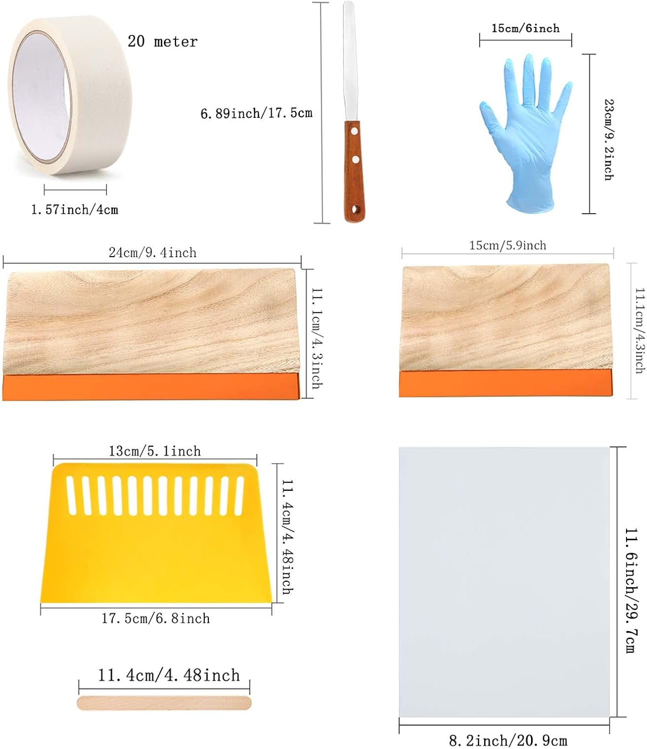 38 Pieces Screen Printing Kit Include Fabric Screen Printing Ink, 4 Size Screen Printing Frame, Screen Printing