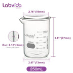 6pcs 250ml Heavy Duty Glass Beakers, LVAC004