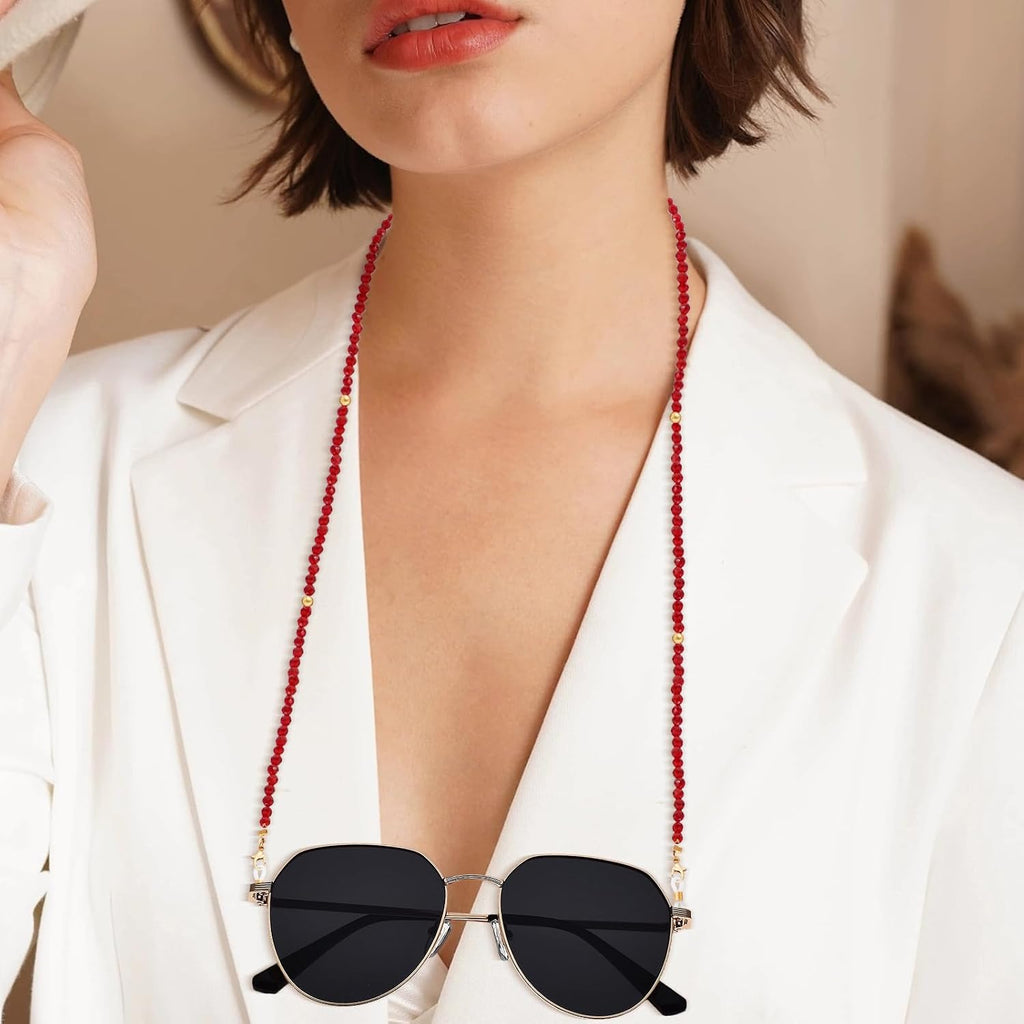 Stylish Crystal Beaded Glasses Chain around Neck for Women | Luxury Look, Faceted Seed Beads, Minimalist Gold Accent