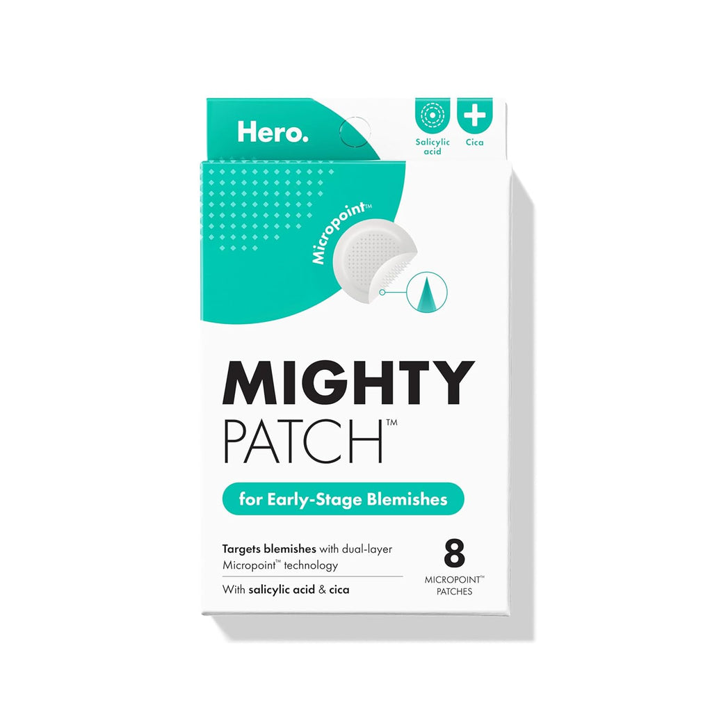 Hero Cosmetics Micropoint Acne Pimple Patches, 8 Ct | For Early Stage Zits & Hidden Blemishes; Hydrocolloid with