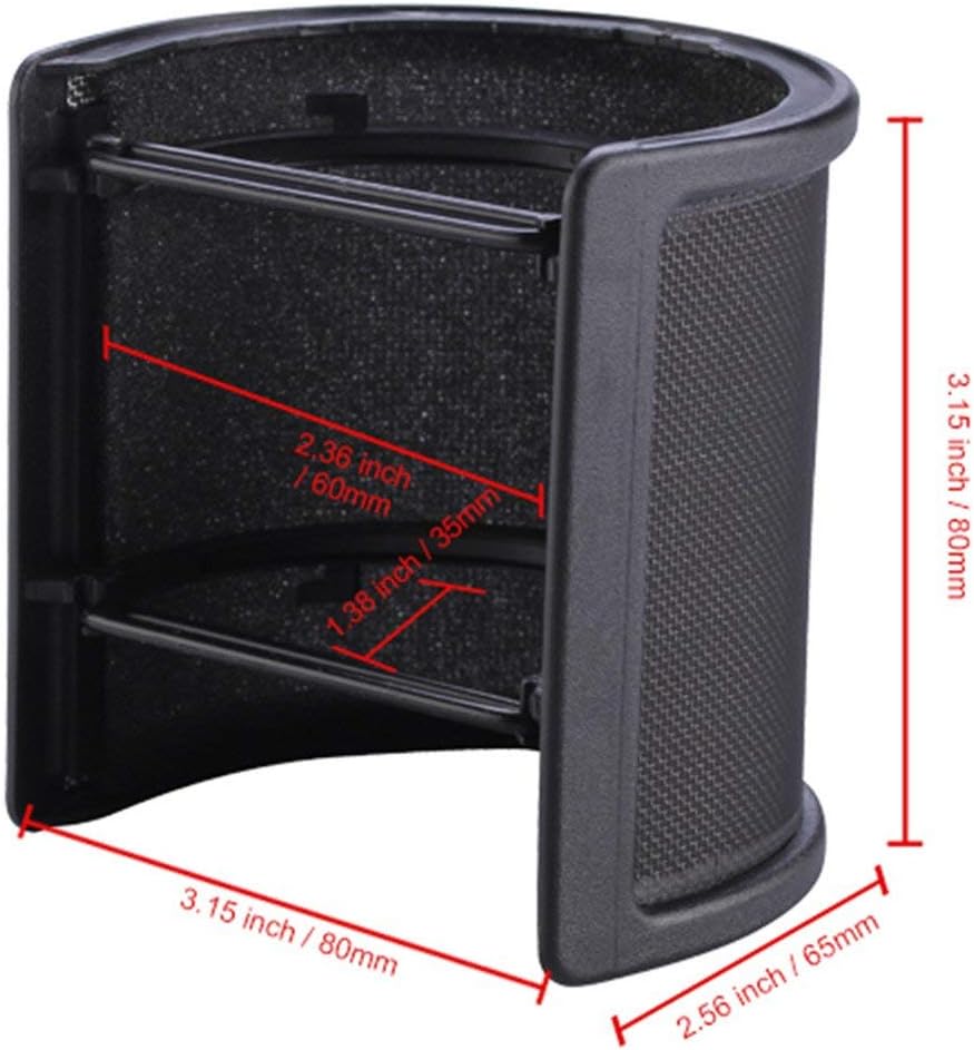 Microphone Shock Mount with Pop Filter, Mic Anti-Vibration Suspension Shock Mount Holder Clip for Diameter 46mm-51mm