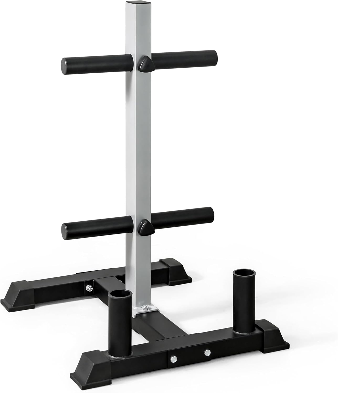 Olympic Bumper Plate Tree Rack with Barbell Holders, Heavy-Duty Weight Plate Storage Rack for Home Gym, Steel Olympic