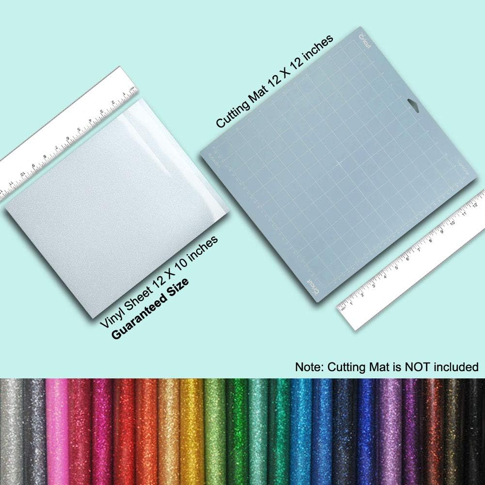 White Glitter HTV Heat Transfer Vinyl for T-Shirt | 12" X 10", Shiny and Durable Rainbow White Glitter Sparkle Effect