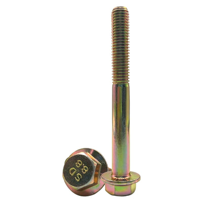 AOTXSHNO M10-1.5 x 70mm Flanged Hex Head Bolts, Flange Hexagon Head Screws, 8.8 Grade Alloy Steel, Yellow Zinc Plated, Half Thread Metric Screws, 6 Pack