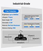 JCE UFO LED High Bay Light, 100W/120W/150W Selectable, 5000K 21750LM