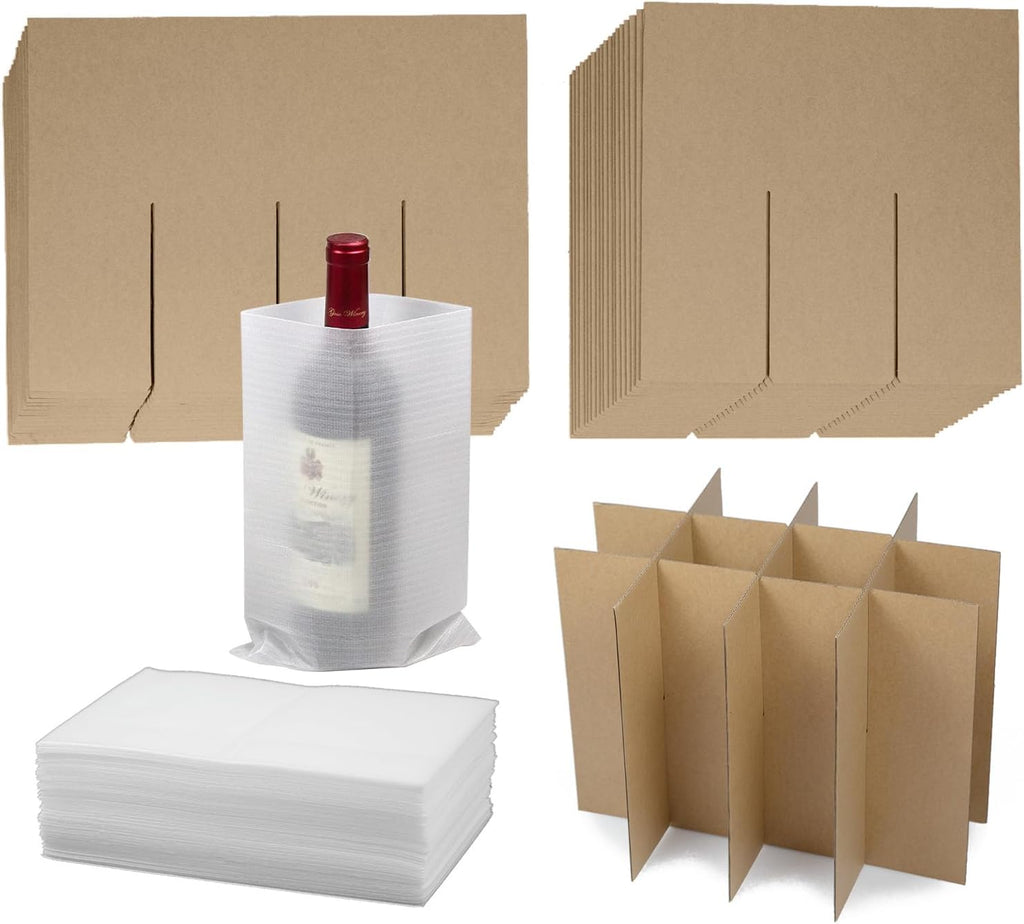 6 Set Glass Divider Kits for Moving Boxes, Kitchen Dish Packing Kit with 72 pcs Foam Pouches Fits in 16 x 12 x 12
