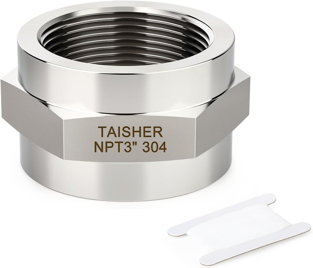TAISHER 1PCS Forging of 304 SS Hex Coupling,3" NPT Female Pipe Fitting