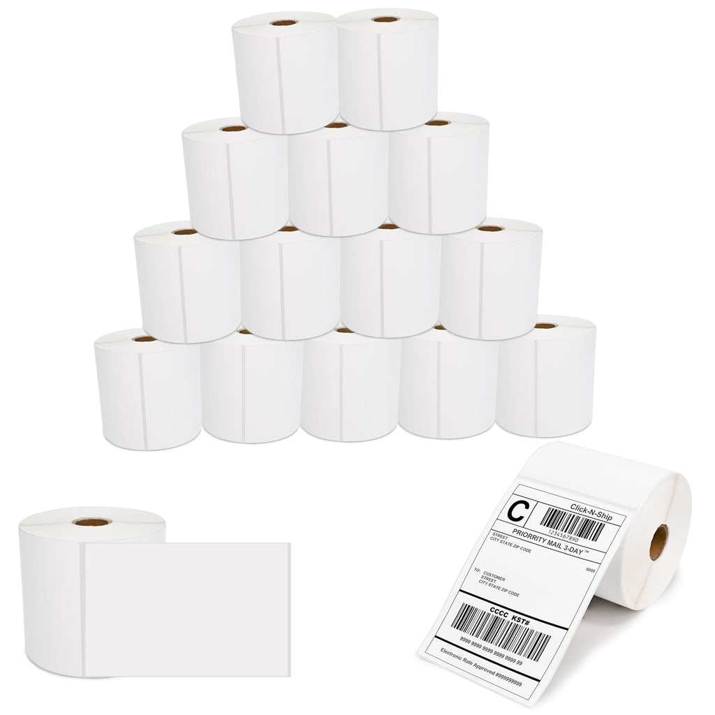 16 Rolls 4" x 6" Direct Blank Thermal Shipping Labels with 450/Roll