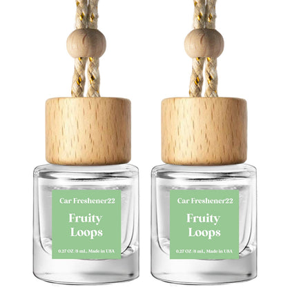 C Classy Hanging Car Air Freshener 2 Pack, Fruit Loops Essential Oil Diffuser, Long-Lasting Fragrance, Cute Glass