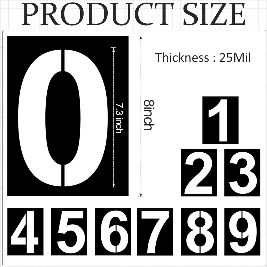 8 Inch Number Stencils Plastic Number Stencils Reusable Digital Painting Templates for Cake Stencil Address Templates