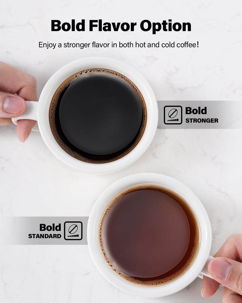 K Cup Coffee Maker With Bold Setting, Single Serve Hot & Iced Coffee Maker for K-Cup and Grounds, 52 Oz Removable