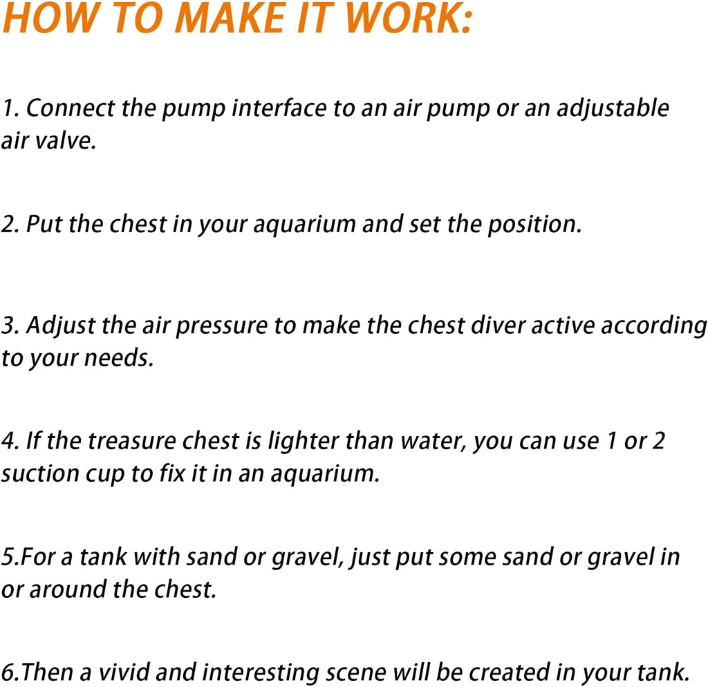 Live-Action Aquarium Ornament Creative Undersea Treasure Chest Diver Air Bubbler Aerating for Fish Tank Decorations