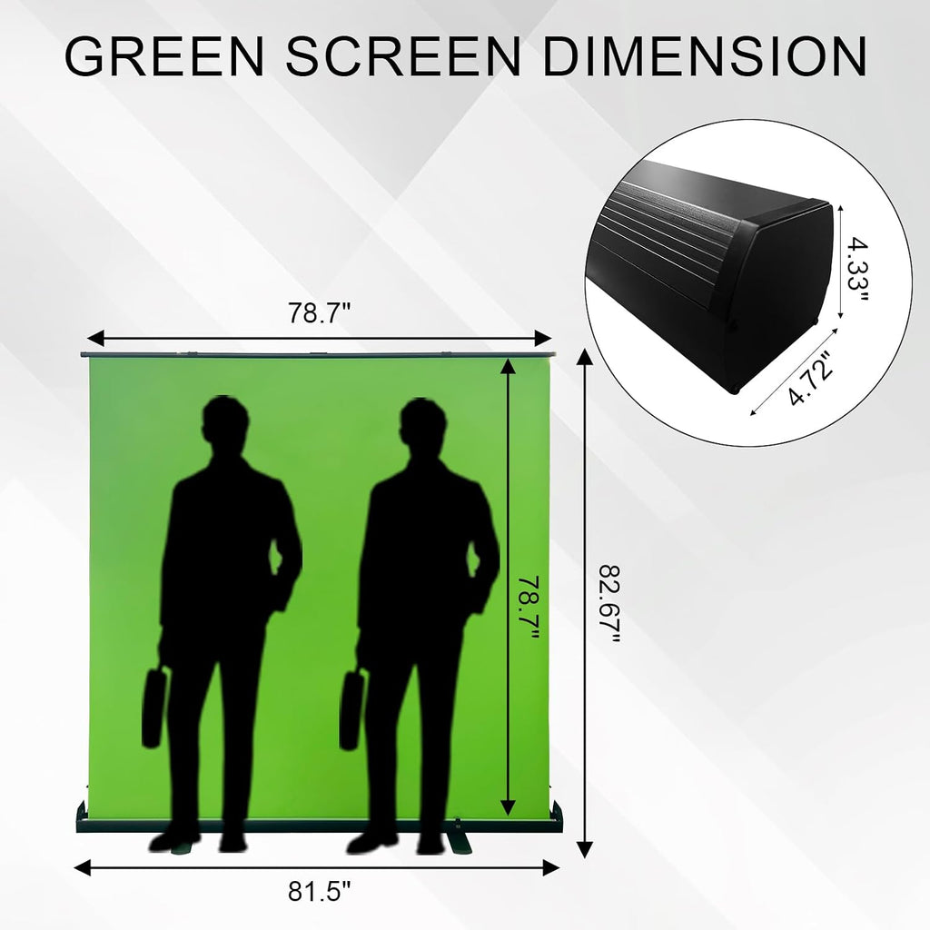 (78.7"x78.7"Large Fabric) Pop Up Green Screen Collapsible Chroma Key Backdrop,Portable Retractable Photo Background
