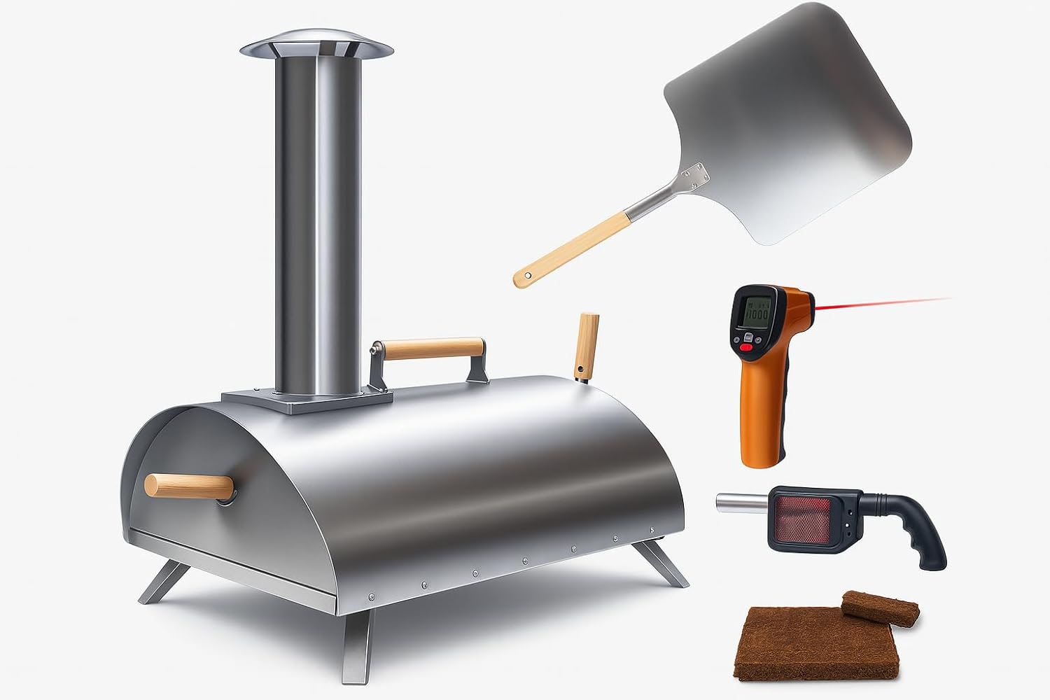 Portable Wood-Fired Pizza Oven Kit, 800°F, 13" Stone