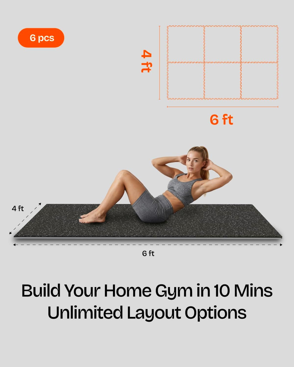0.6" Thick Rubber Top Gym Flooring Mats for Home Gym