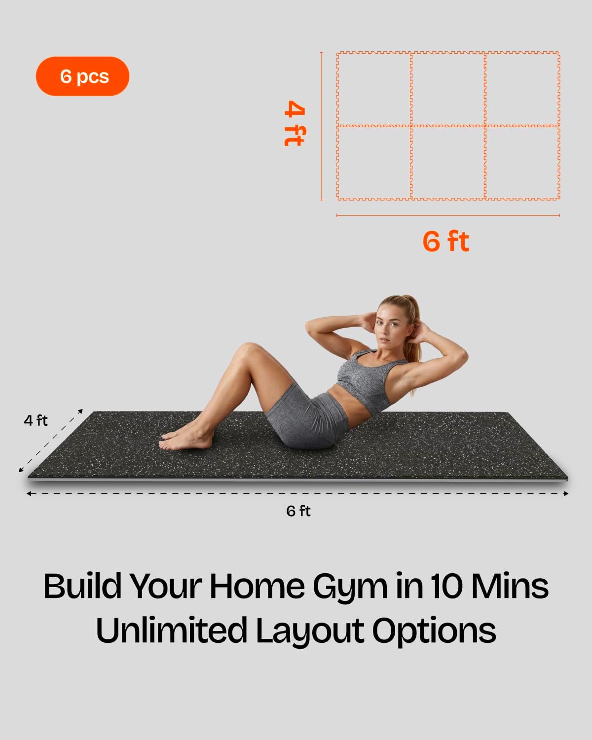 0.6" Thick Rubber Top Gym Flooring Mats for Home Gym