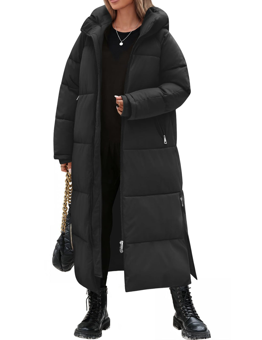 Women Long Winter Puffer Thickened Quilted Hooded Coats