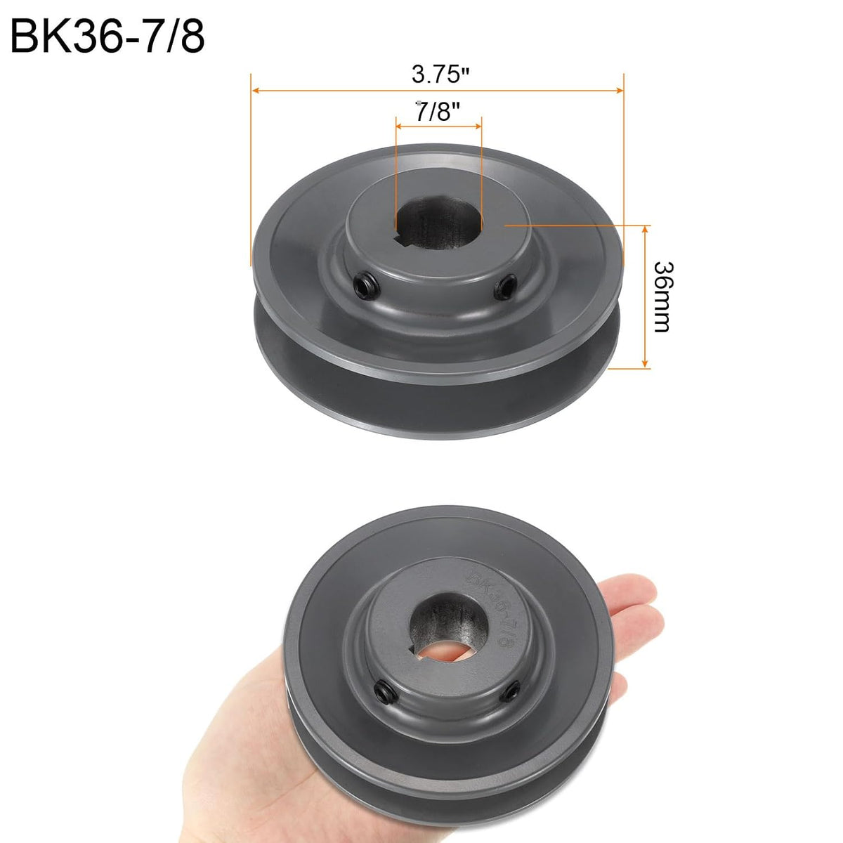 uxcell BK36-7/8 V-Belt Sheave 7/8" Bore, 3-3/4" OD Single Groove Web Sheave