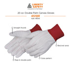 Liberty Safety 4518R Double Palm Work Gloves, 20oz Cotton/Polyester, Red