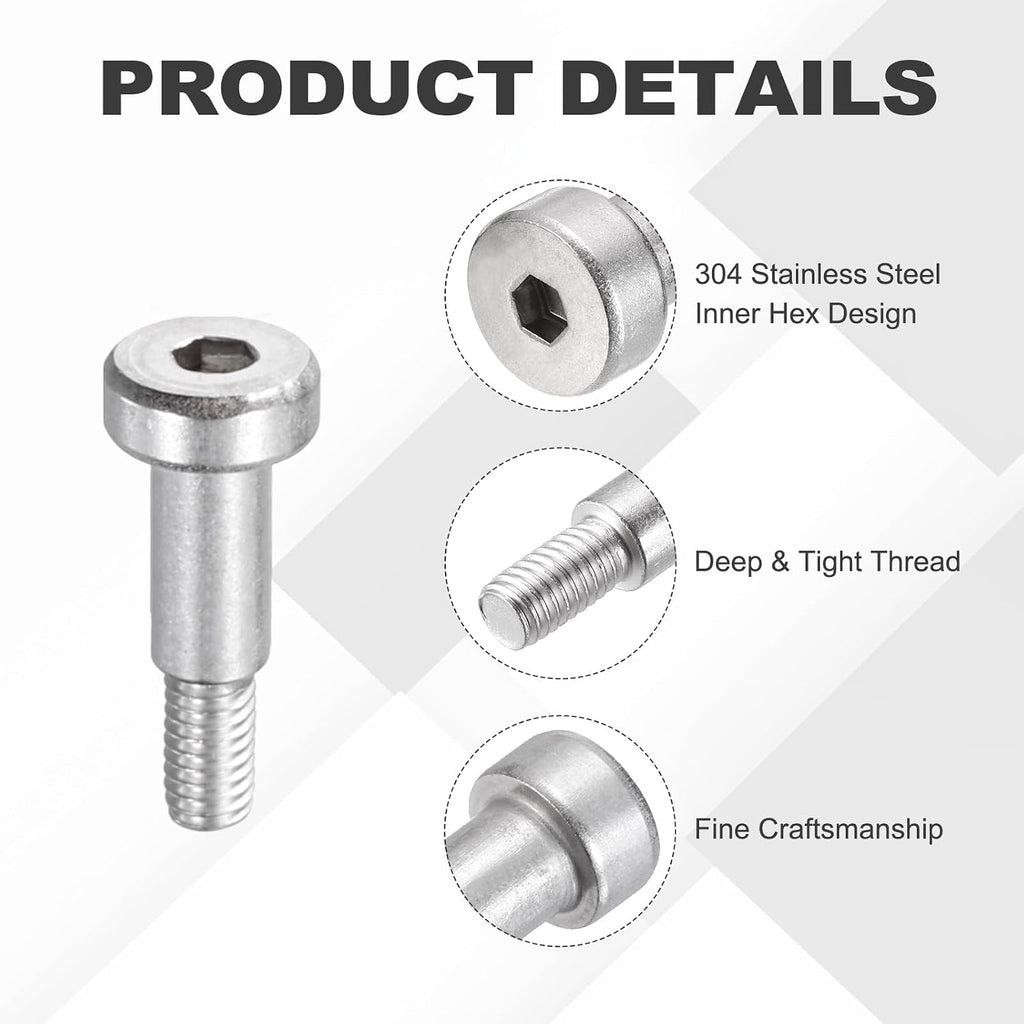 MECCANIXITY 26Pcs 304 Stainless Steel Shoulder Bolt 5mm Dia 10mm L M4x0.7