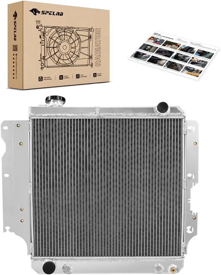 SPELAB 3 Row All Aluminum Radiator Compatible with Jeep Wrangler 1987-2006 TJ YJ 2.4L 2.5L 4.0L 4.2L 2001 2002 2003 2004 2005 - Replaces OEM part numbers ‎1015, 1507, 2101, 2760