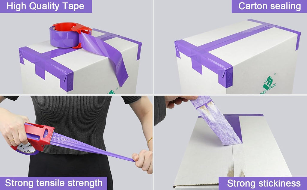 6 Rolls Purple Heavy Duty Packing Tape,1.88 Inches x 60Yards