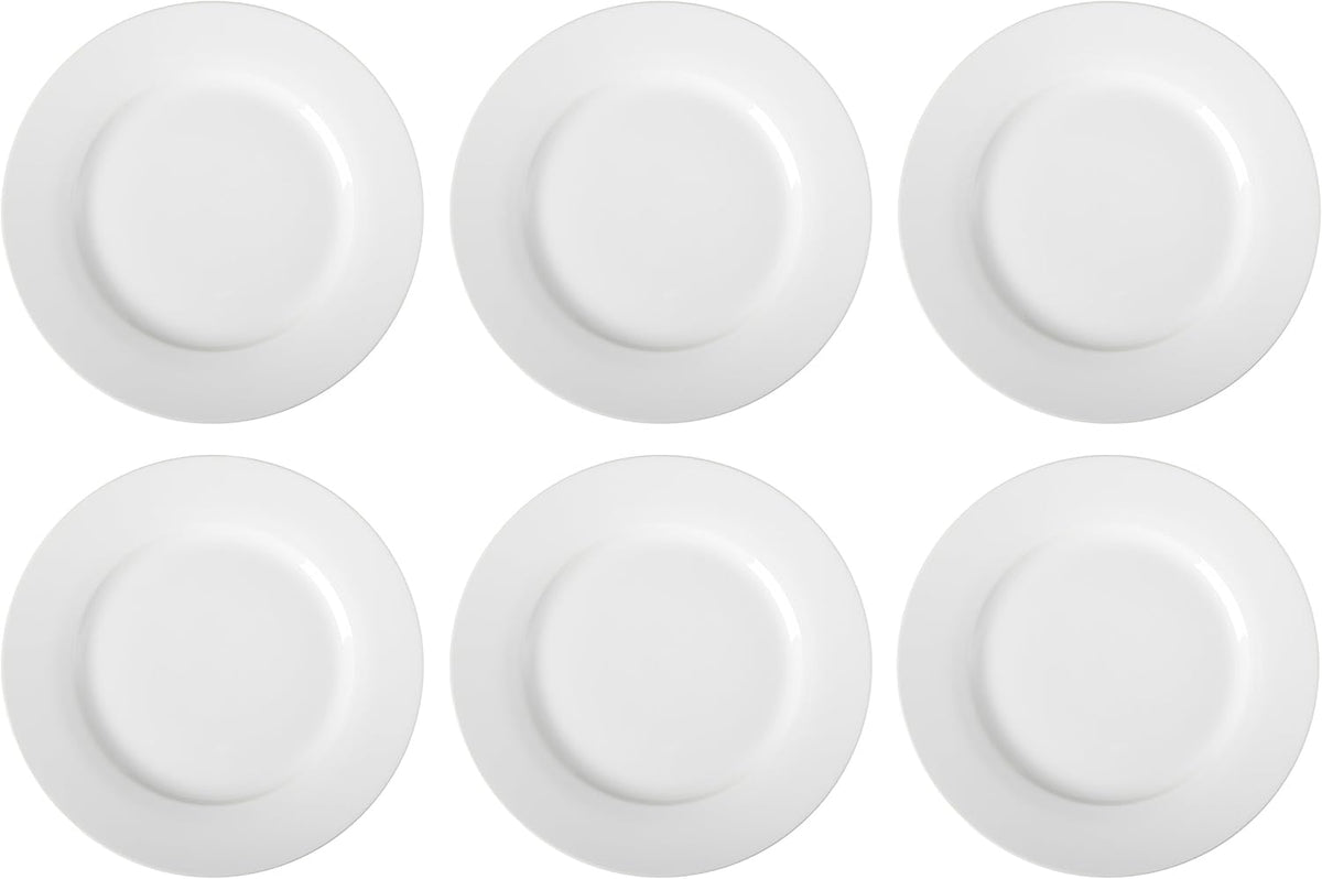6-Piece White Dinner Plate Set, Microwave and Dishwasher Safe for Everyday Use, 10.5 inches