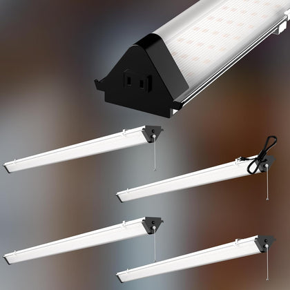 Lightdot Upgrade 4Pack 4FT LED Shop Light, Linkable LED Shop Light 50W 7500LM 100-277V 5000K, Heavy-Duty Utility Lights with Pull Chain, Hanging&Flush Mount Integrated Fixture for Workshop-Black
