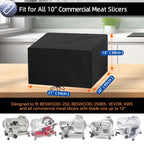 Adortec Meat Slicer Dust Cover for 10" Commercial Slicer, Compatible with BESWOOD 250, VEVOR, KWS, and All Table Top Electric Deli Slicers with 10 Inch Blade, Black