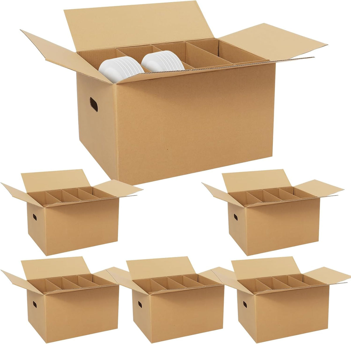6 Sets Dish Packing Boxes for Moving, 20 x 15 x 12 Inches