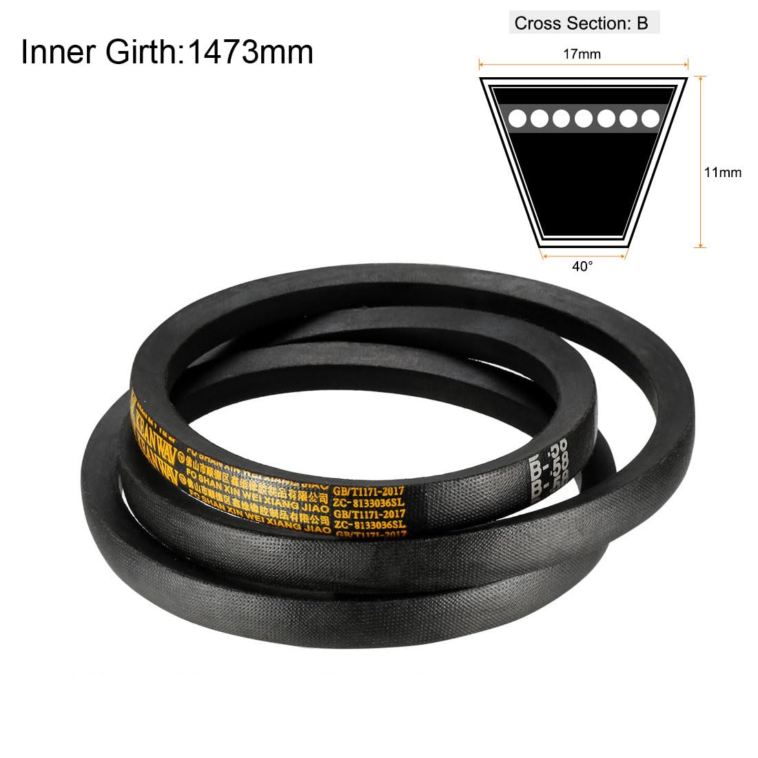 uxcell B-58 V-Belts 58" Inner Length, B-Section Rubber Drive Belt