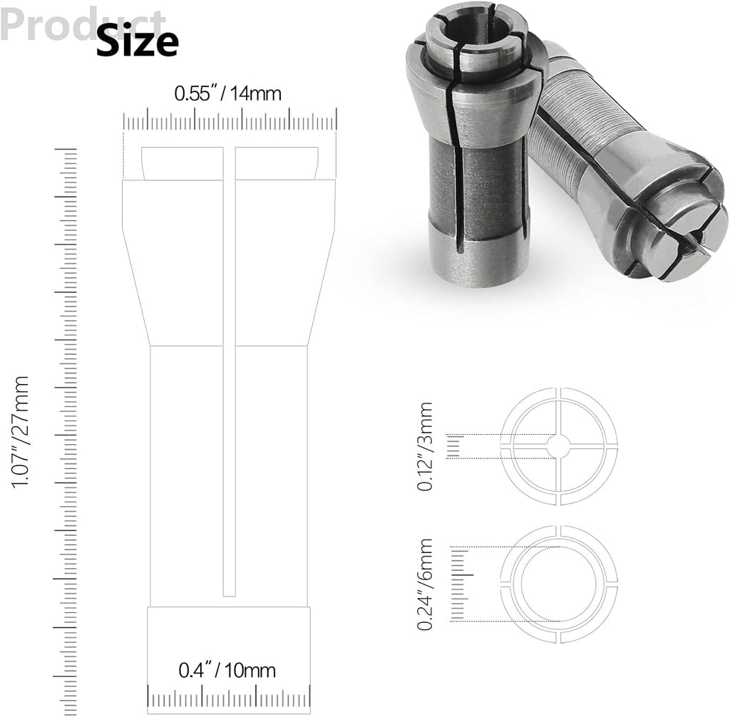Murtenze Die Grinder Collet, 4 Pack, 1/4" and 1/8" Arbors Shanks